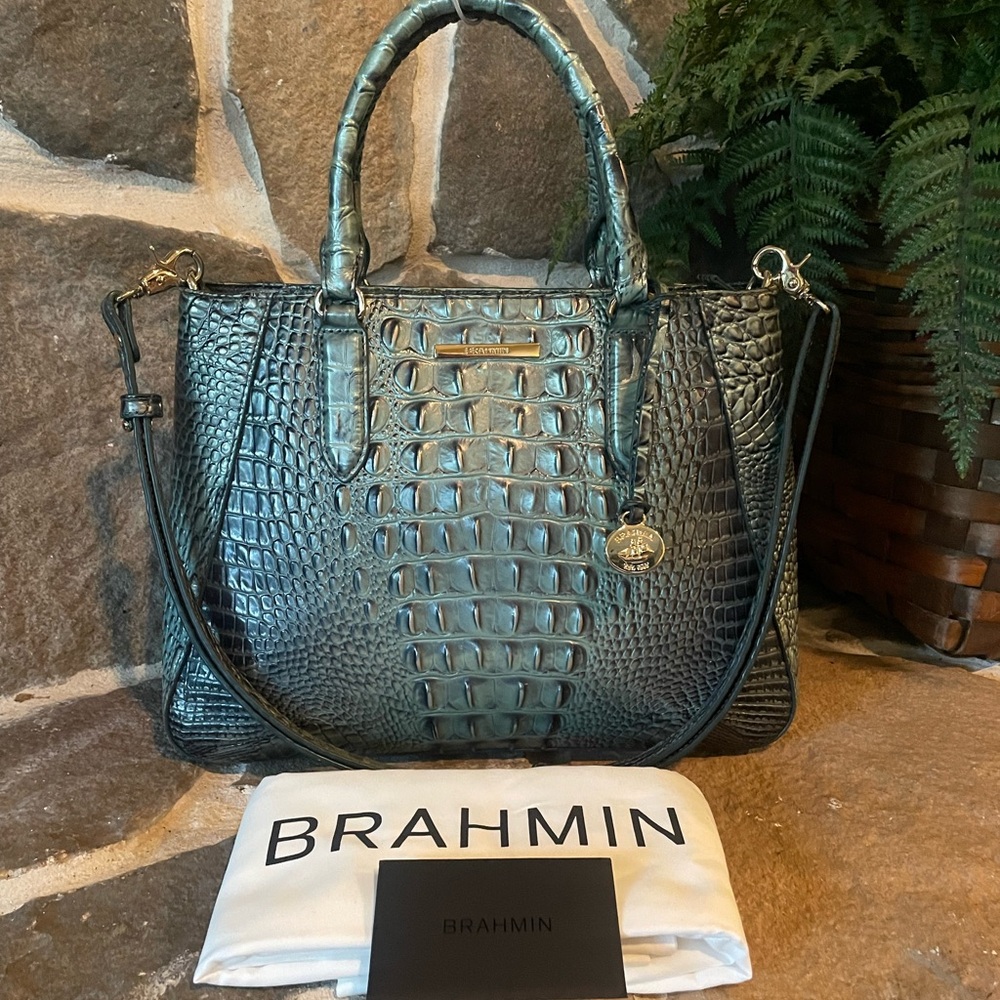 Brahmin Obsidian Melbourne Leather Satchel Shoulder Bag